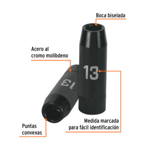 Dado largo cuadro 1/2' de impacto 6 puntas de 13 mm, TRUPER - Imagen 3