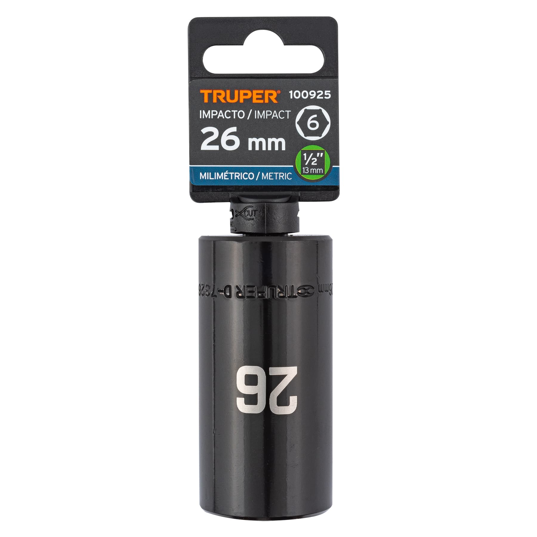Dado largo impacto de 26 mm, 6 puntas, cuadro 1/2', TRUPER - Imagen 5