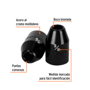 Dado de impacto de 3/8', 6 puntas, cuadro 1/2', TRUPER - Imagen 3