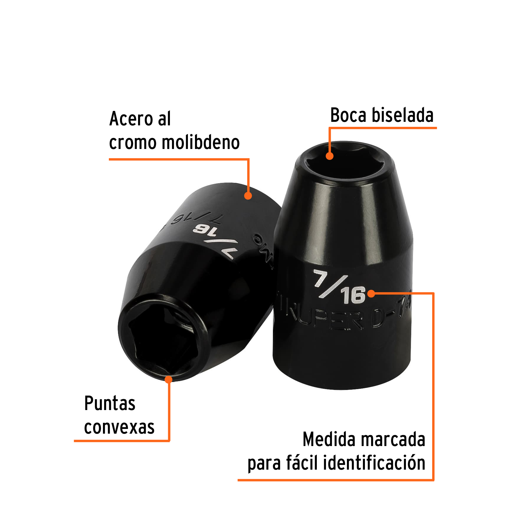 Dado de impacto de 7/16', 6 puntas, cuadro 1/2', TRUPER - Imagen 3
