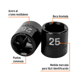 Dado de impacto de 25 mm, 6 puntas, cuadro 1/2', TRUPER - Imagen 3