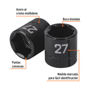 Dado de impacto de 27 mm, 6 puntas, cuadro 1/2', TRUPER - Imagen 3