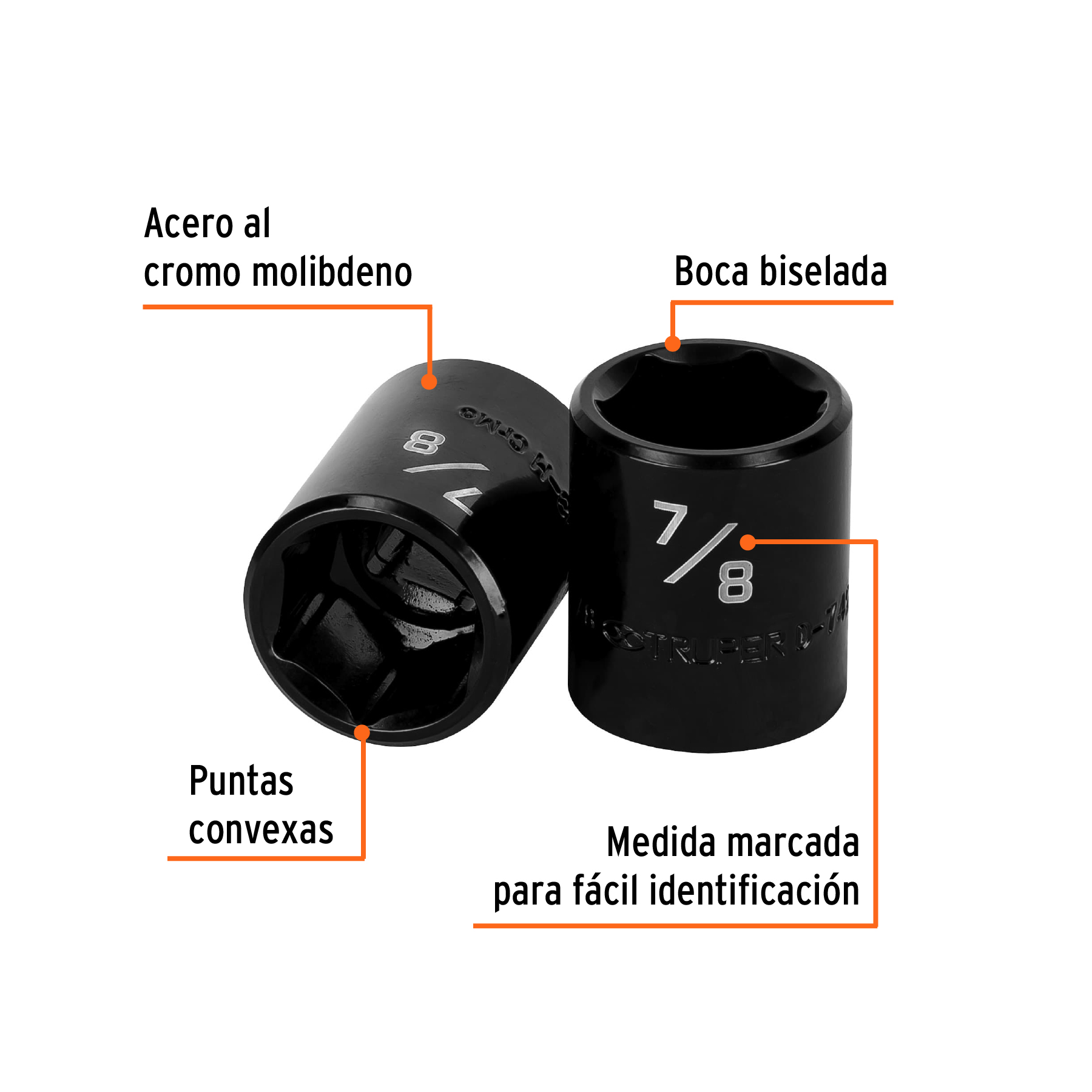 Dado de impacto de 7/8', 6 puntas, cuadro 1/2', TRUPER - Imagen 3