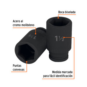 Dado largo de impacto de 1-1/2', 6 puntas, cuadro 3/4' - Imagen 3