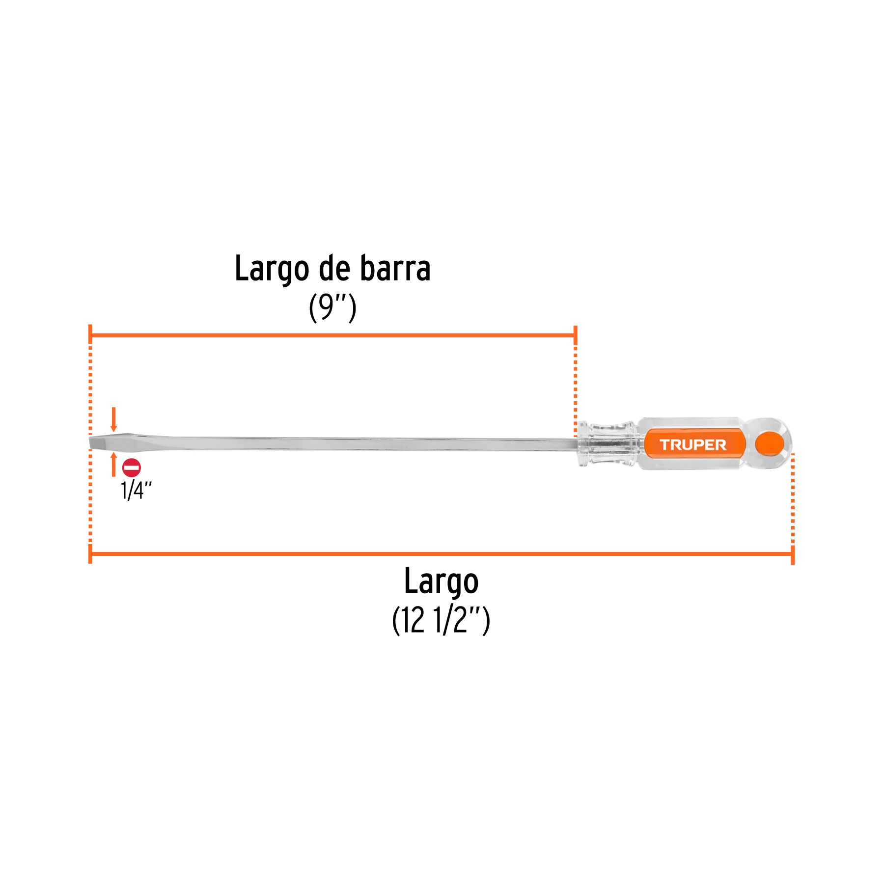 Desarmador plano 1/4 x 9' barra cuadrada mango acetato - Imagen 3