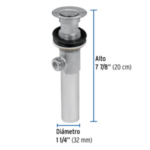 Contra para lavabo, con rebosadero,sistema automático, cromo - Imagen 4