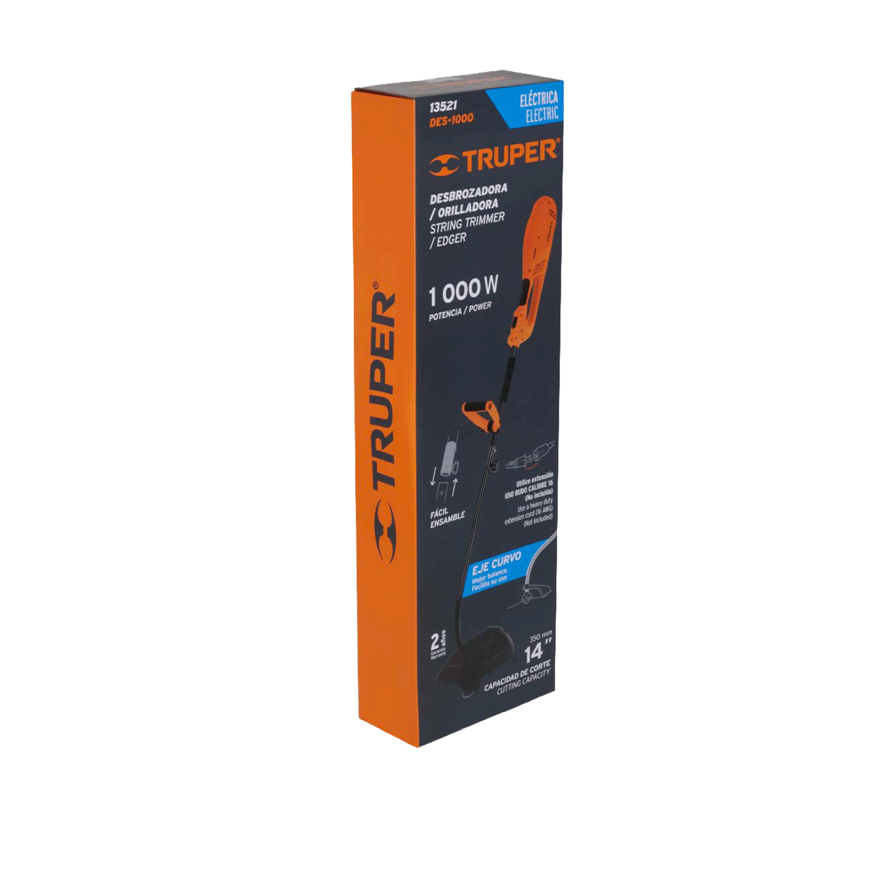 Desbrozadora eléctrica 1000 W mango 'D', 14' corte, TRUPER - Imagen 5