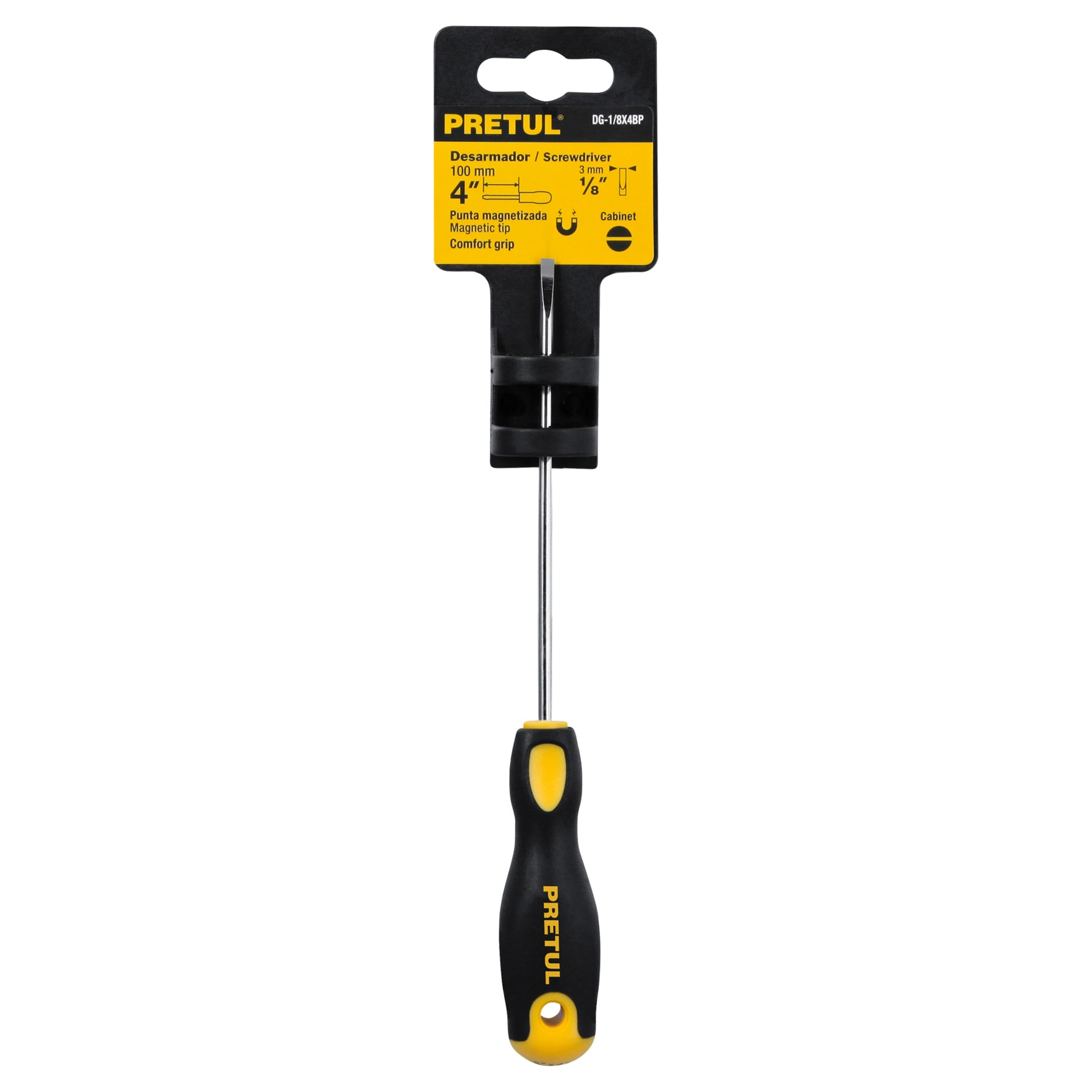 Desarmador cabinet 1/8 x 4' mango Comfort Grip, PRETUL - Imagen 4