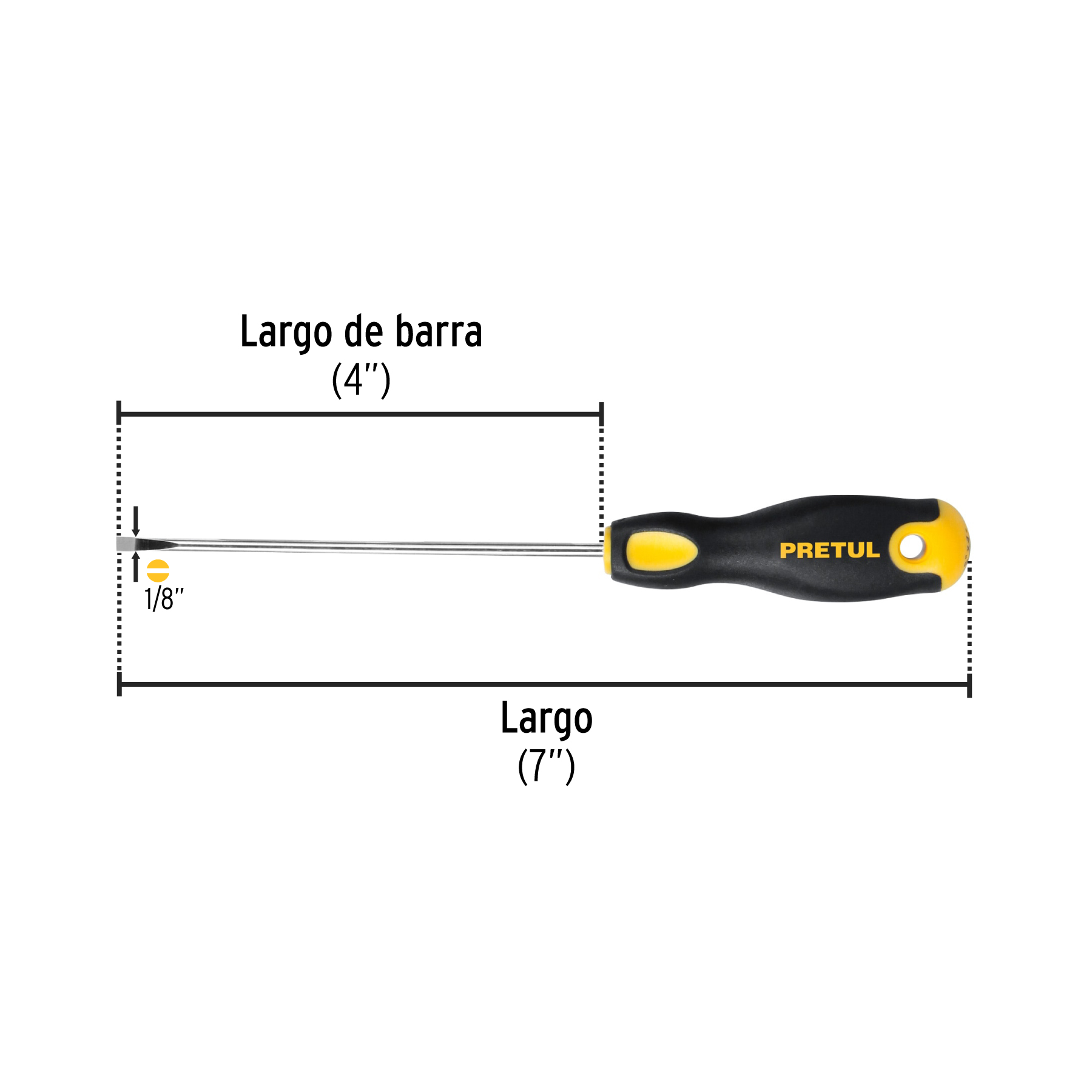 Desarmador cabinet 1/8 x 4' mango Comfort Grip, PRETUL - Imagen 3