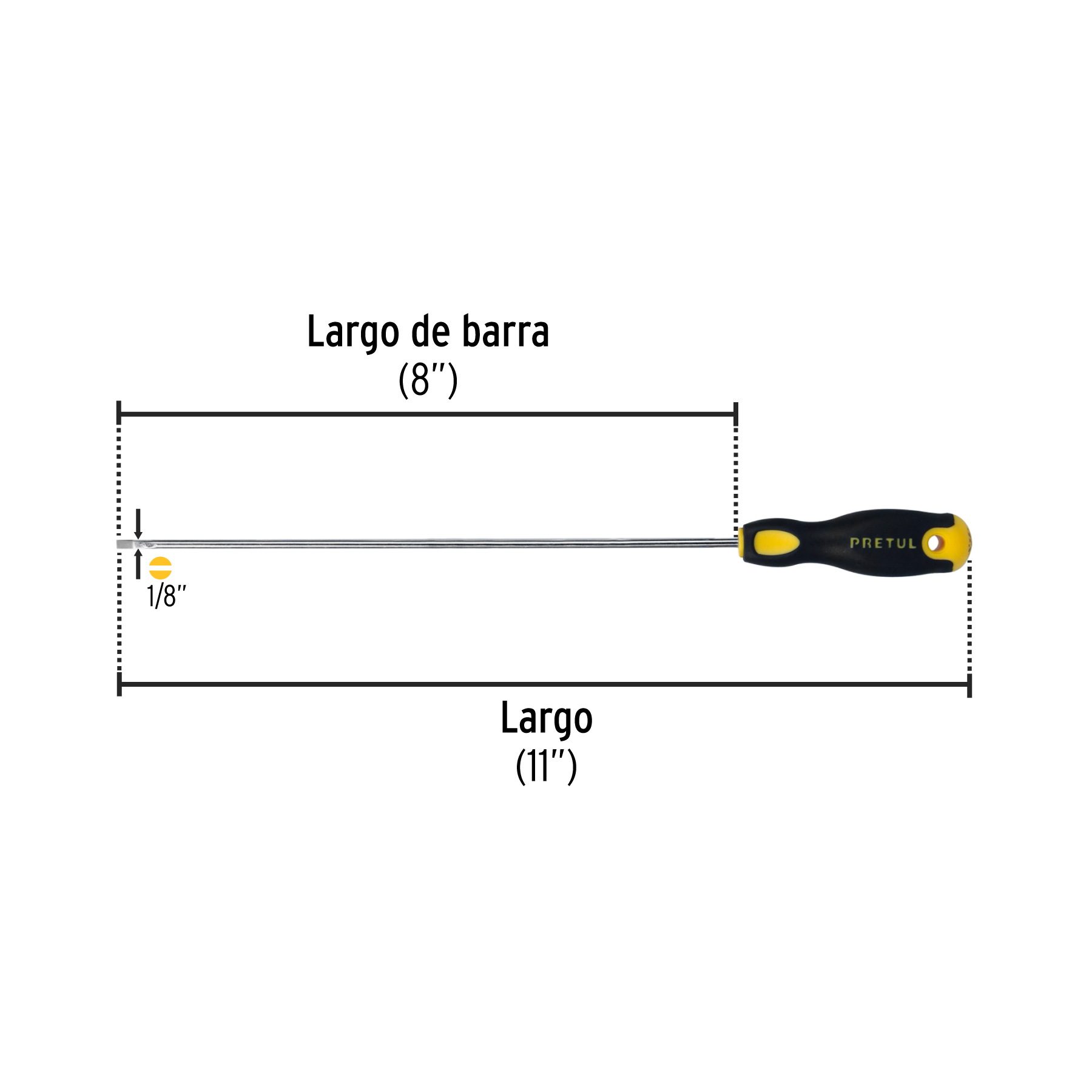 Desarmador cabinet 1/8 x 8' mango Comfort Grip, PRETUL - Imagen 3