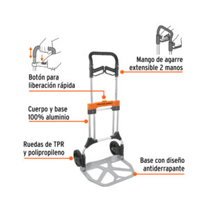 Diablo de carga, plegable de aluminio, 200 kg, TRUPER EXPERT - Imagen 3