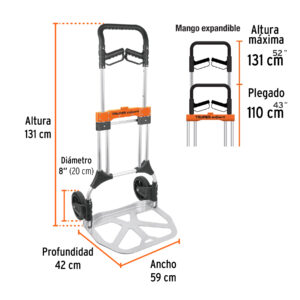 Diablo de carga, plegable de aluminio, 200 kg, TRUPER EXPERT - Imagen 4