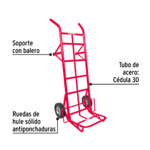 Diablo de carga de 450 kg, ruedas sólidas, doble balero - Imagen 3