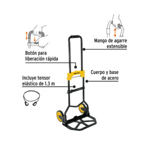 Diablo de carga, plegable de acero, 60 kg, PRETUL - Imagen 4