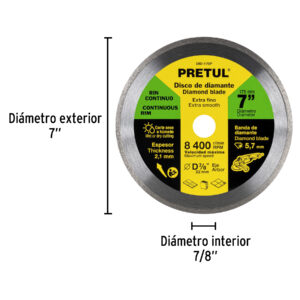Disco de diamante de 7' x 2.1 mm, rin continuo, PRETUL - Imagen 3