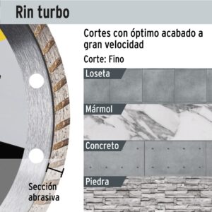 Disco de diamante de 4' x 1.2 mm, rin turbo, PRETUL - Imagen 4