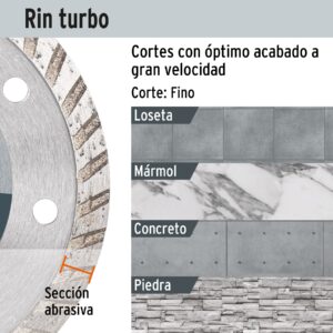 Disco de diamante de 9' x 3 mm, rin turbo, TRUPER - Imagen 4