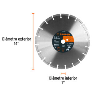 Disco de diamante de 14' x 2.8 mm, corte ladrillo y concreto - Imagen 3