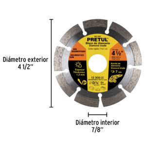 Disco de diamante de 4-1/2' x 1.2 mm rin segmentado, PRETUL - Imagen 4