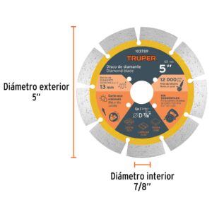 Disco de diamante 5' para ranuradora de concreto, TRUPER - Imagen 3