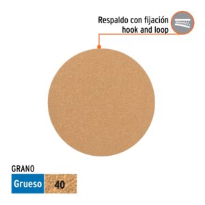 Paquete con 5 discos de lija 5' grano 40, ciegos, TRUPER - Imagen 3