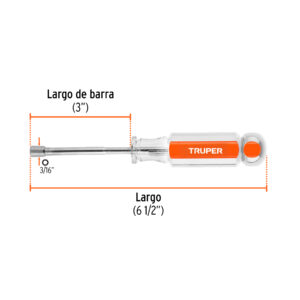 Desarmador de caja 3/16' mango de acetato, TRUPER - Imagen 3