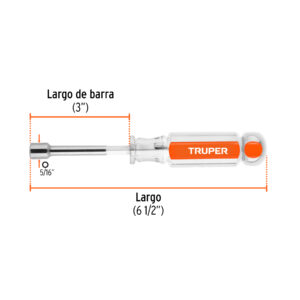 Desarmador de caja 5/16' mango de acetato, TRUPER - Imagen 3