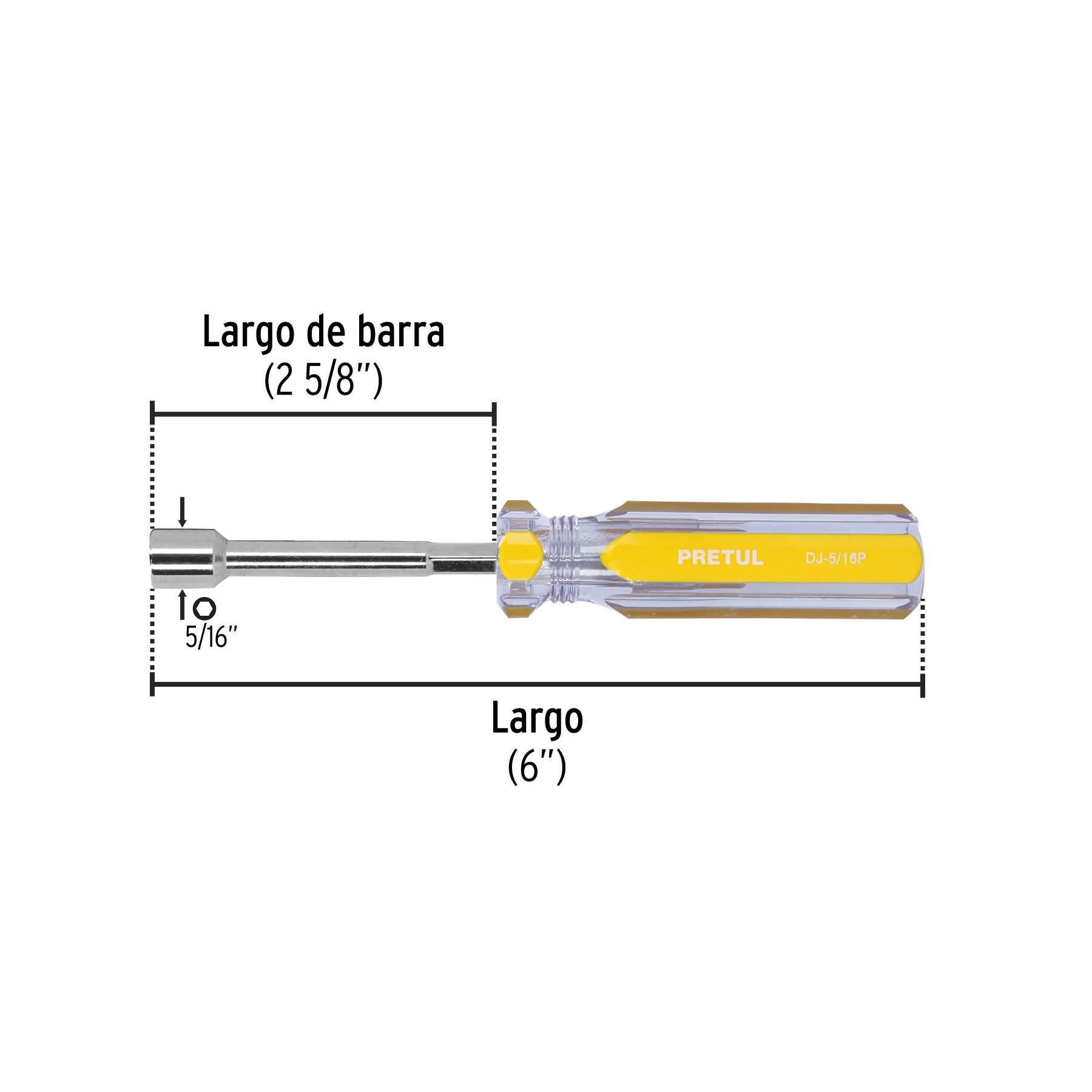 Desarmador de caja 5/16' mango de PVC, PRETUL - Imagen 3