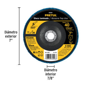 Disco laminado 7', grano 40 centro 7/8', fibra, PRETUL - Imagen 5