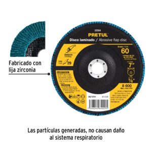 Disco laminado 7', grano 60 centro 7/8', fibra, PRETUL - Imagen 3
