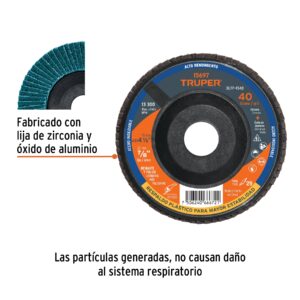Disco laminado 4-1/2' grano 40 centro 7/8', plástico, TRUPER - Imagen 3