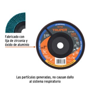 Disco laminado 7' grano 120 centro 7/8', plástico, TRUPER - Imagen 4