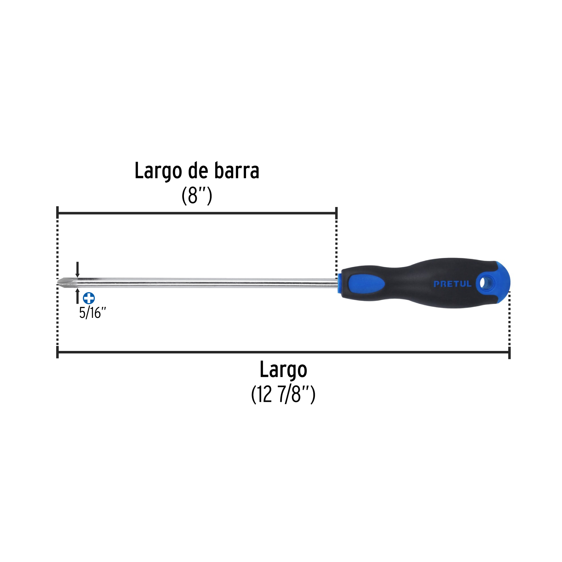 Desarmador de cruz 5/16' x 8' mango Comfort Grip, PRETUL - Imagen 3