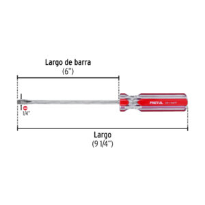 Desarmador plano 1/4 x 6' mango de PVC, PRETUL - Imagen 3