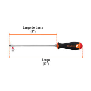 Desarmador plano 1/4' x 8' mango Comfort Grip, TRUPER - Imagen 3