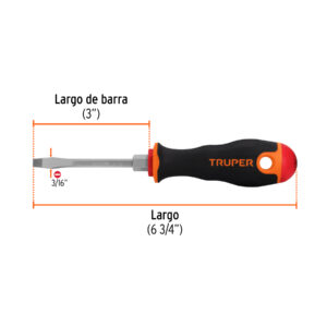 Desarmador plano 3/16' x 3' mango Comfort Grip, TRUPER - Imagen 3