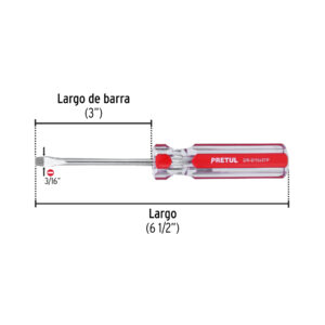 Desarmador plano 3/16 x 3' mango de PVC, PRETUL - Imagen 3