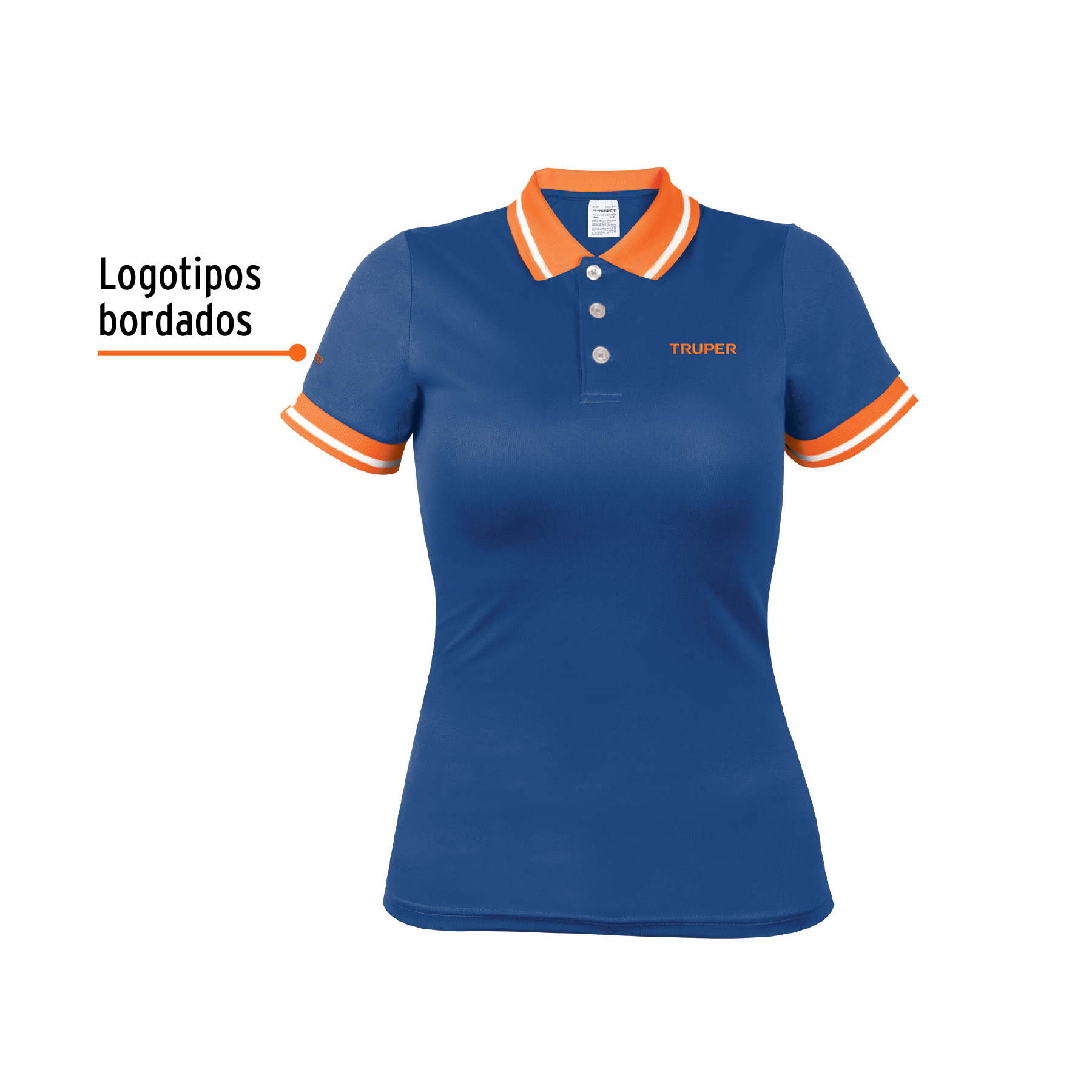 Playera polo performance para mujer, azul, CH, TRUPER - Imagen 4