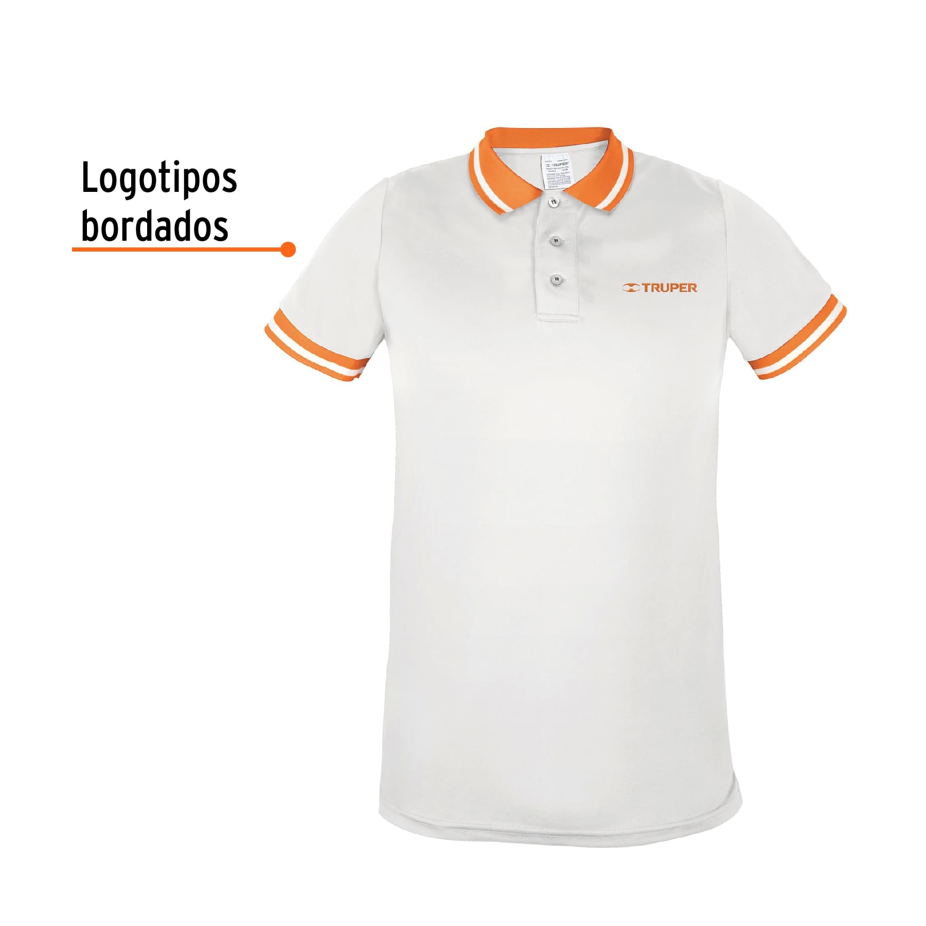 Playera polo performance para hombre, blanca, G, TRUPER - Imagen 3