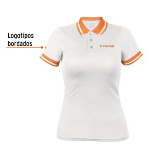 Playera polo performance para mujer, blanca, M, TRUPER - Imagen 3