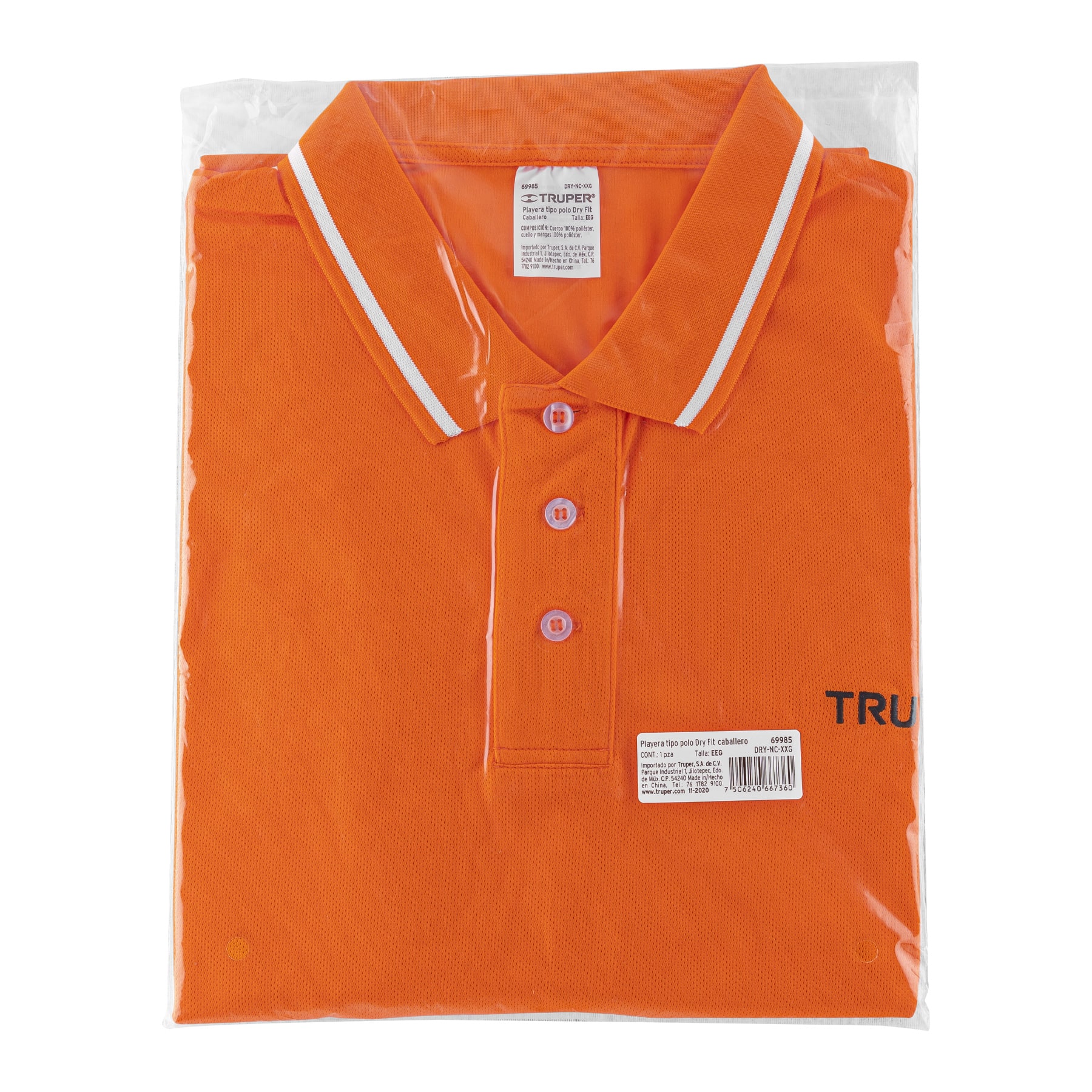 Playera polo performance para hombre, naranja, EEG, TRUPER - Imagen 7
