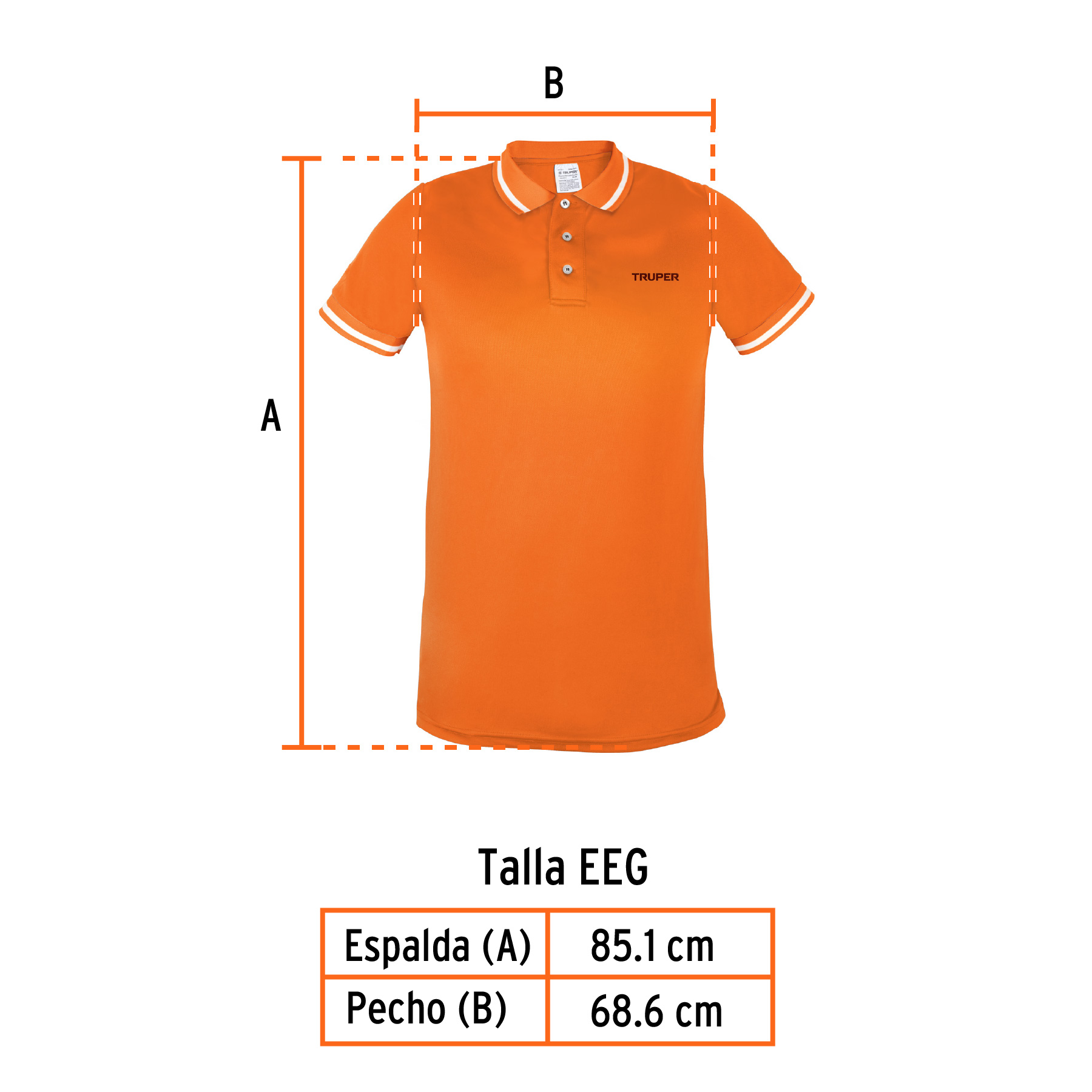 Playera polo performance para hombre, naranja, EEG, TRUPER - Imagen 4