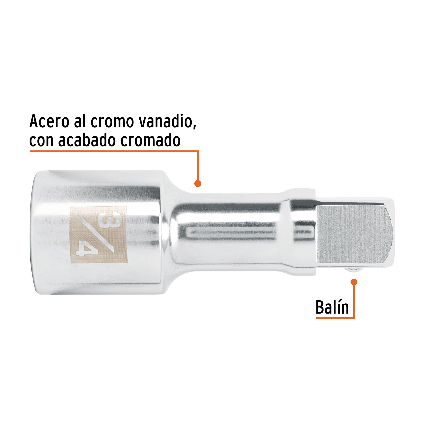 Extensión para matraca, cuadro 3/4', largo 4', TRUPER - Imagen 3