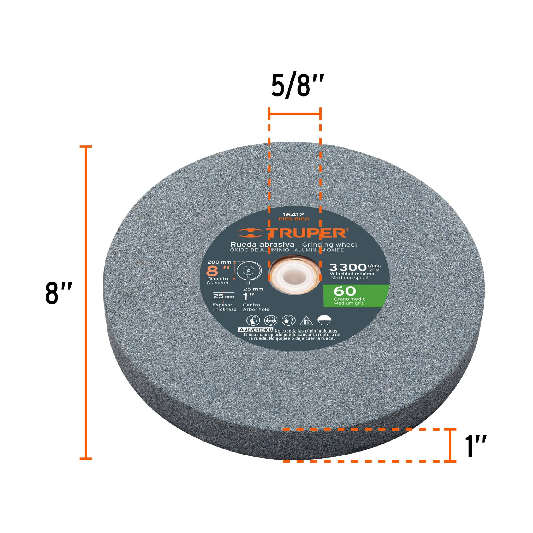 Esmeril de banco de 8' de 3/4 HP (560 W), TRUPER - Imagen 4