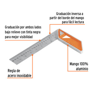 Escuadra 8' para carpintero con mango 100% de aluminio - Imagen 3