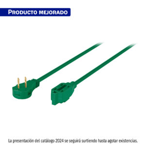 Extensión eléctrica doméstica 2 m clavija plana, verde - Imagen 2