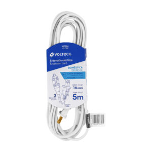 Alternative view of Extensión eléctrica doméstica 5 m clavija recta, blanca