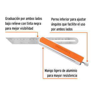 Escuadra 9' falsa de acero inox mango de aluminio, EXPERT - Imagen 3