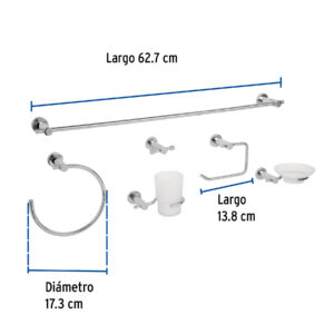 Juego de 6 accesorios para baño acabado cromo, FOSET ELEMENT - Imagen 4