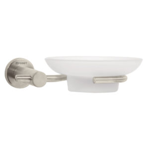 Jabonera metálica satín con plato de vidrio, FOSET ELEMENT